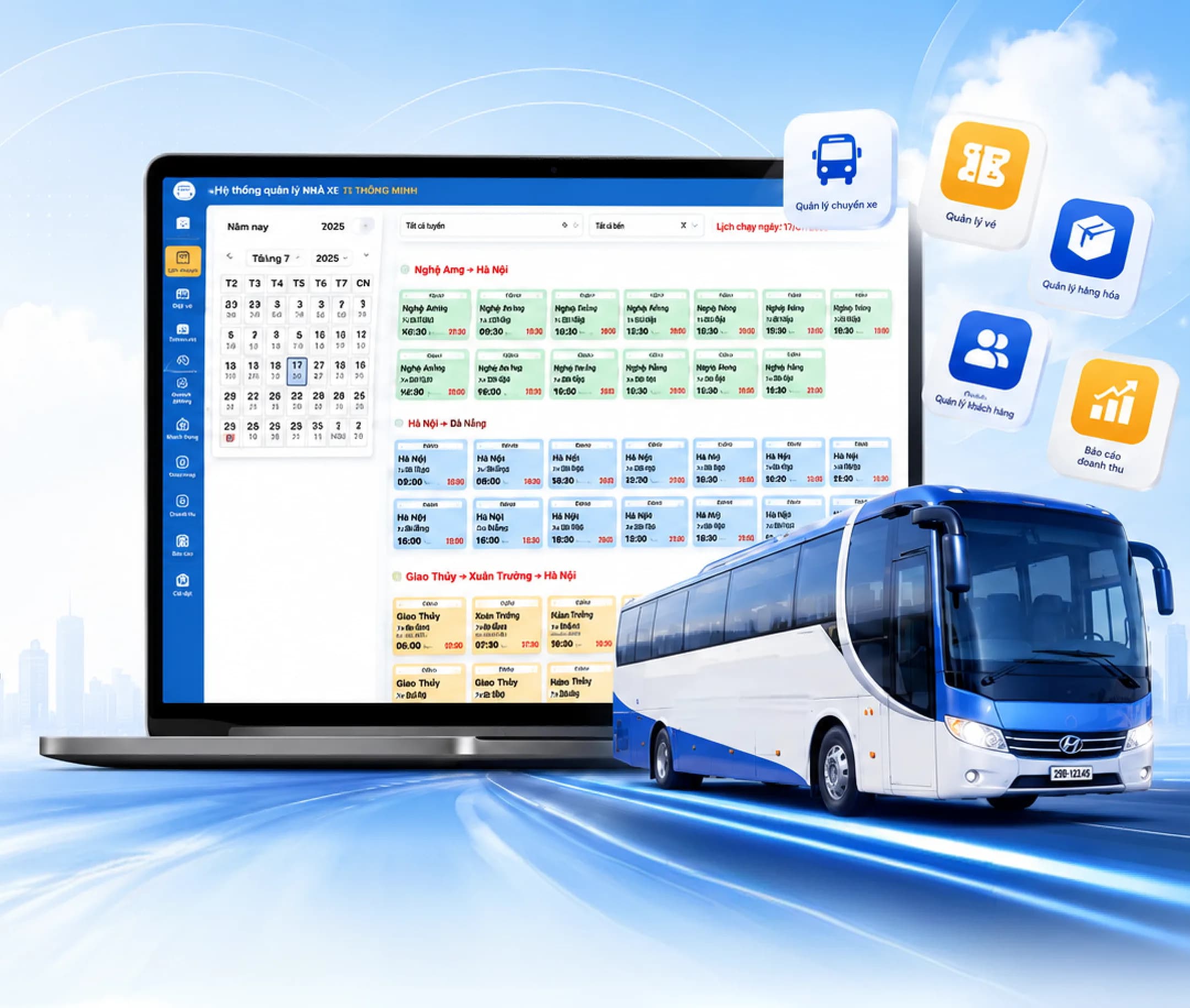 Minh họa hệ thống quản lý nhà xe